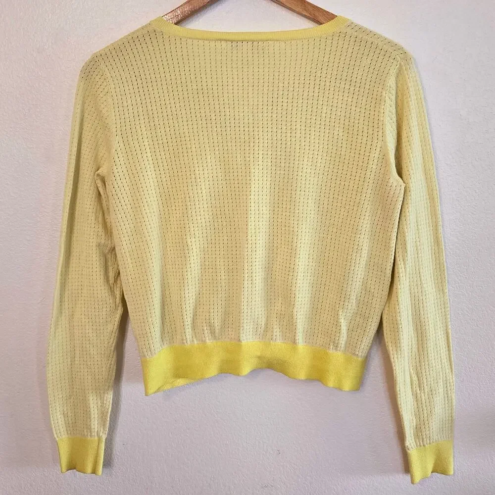 CABI SUNSHINE YELLOW LIGHTWEIGHT CARDIGAN 100% COTTON